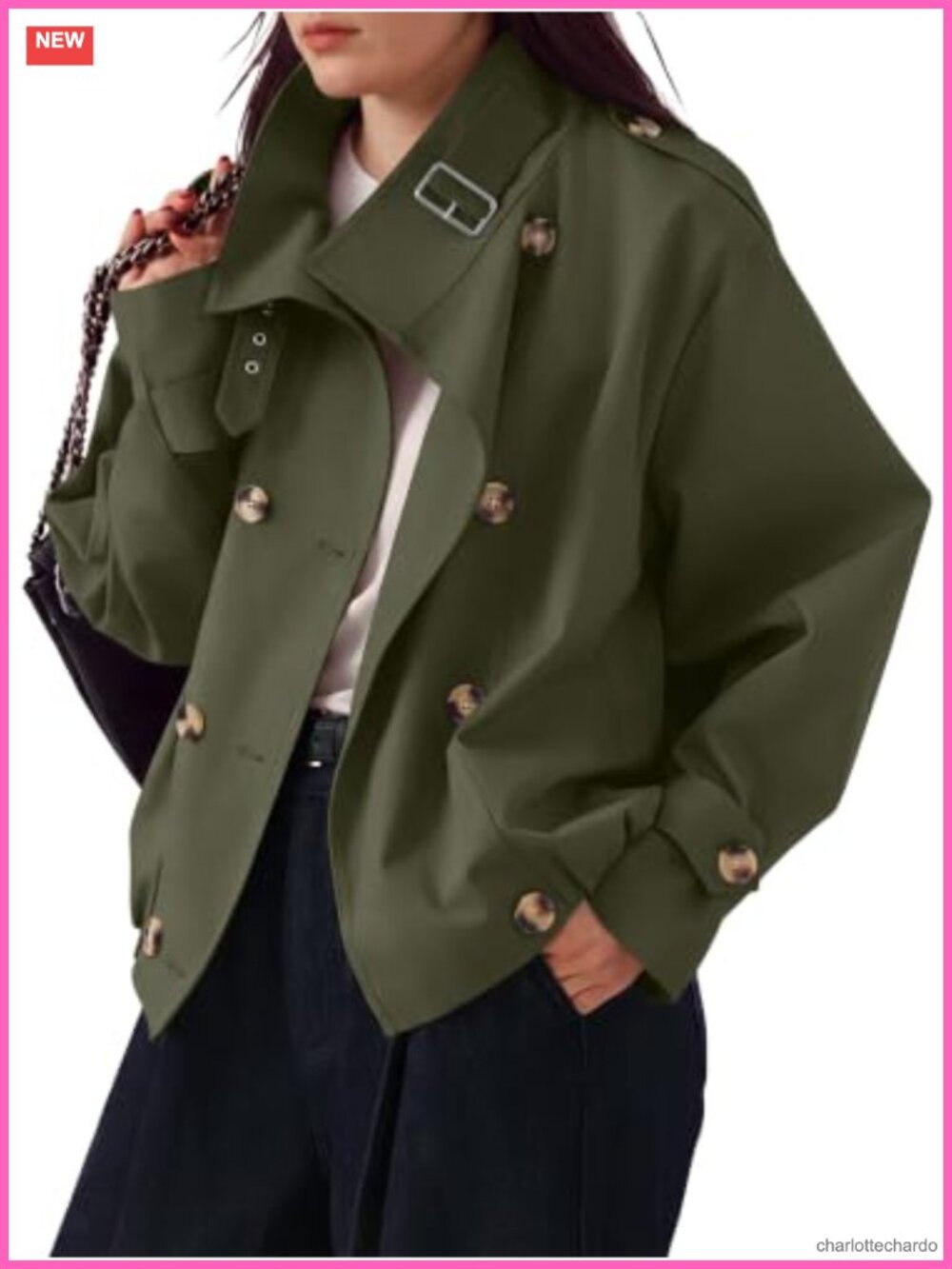 Plus Size Funnel Neck Jacket Women Cropped Trench Coat Lightweight